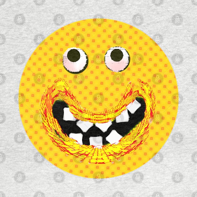 Goofy Orange Smile Emoji Pixel Smilng Face by PlanetMonkey